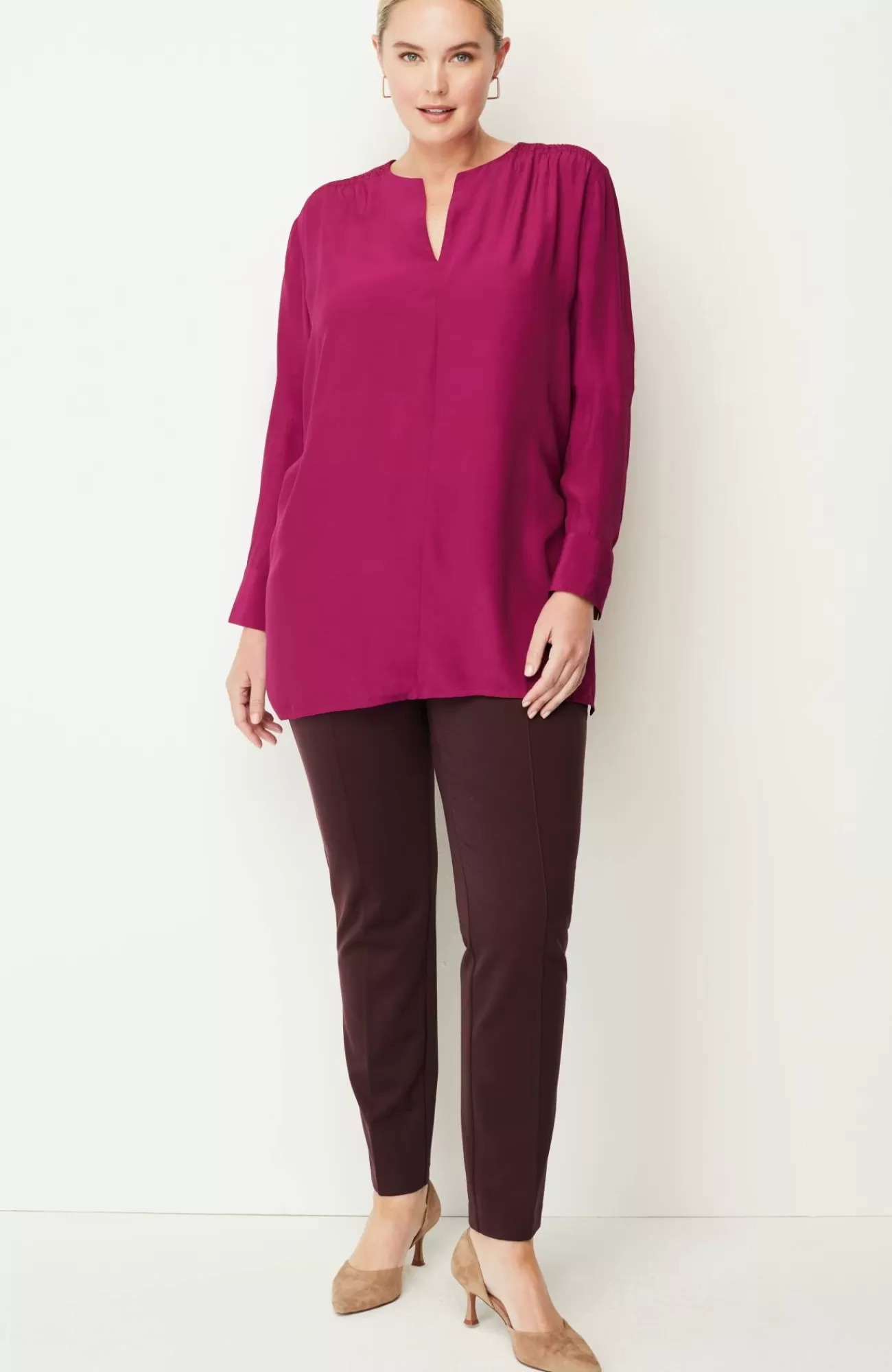 J.Jill Smocked Split-Neck Tunic Fashion