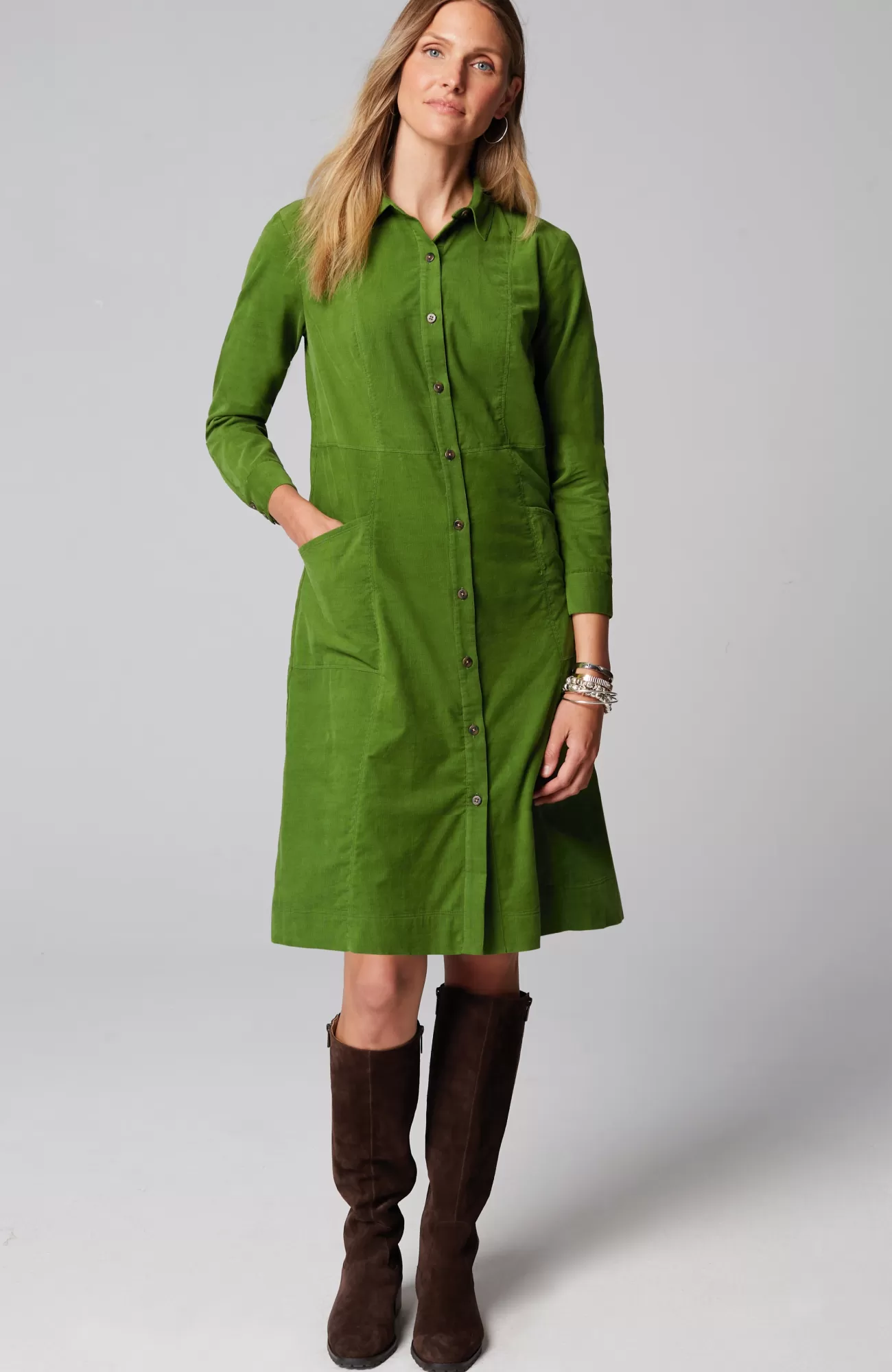 J.Jill Soft Cord Shirtdress Basil Flash Sale