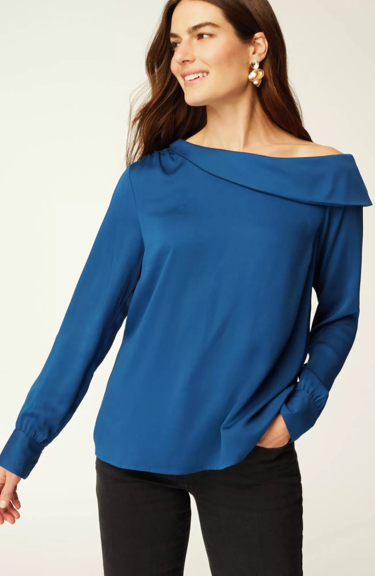 J.Jill Soft Luxe One-Shoulder Top Oceanic Outlet