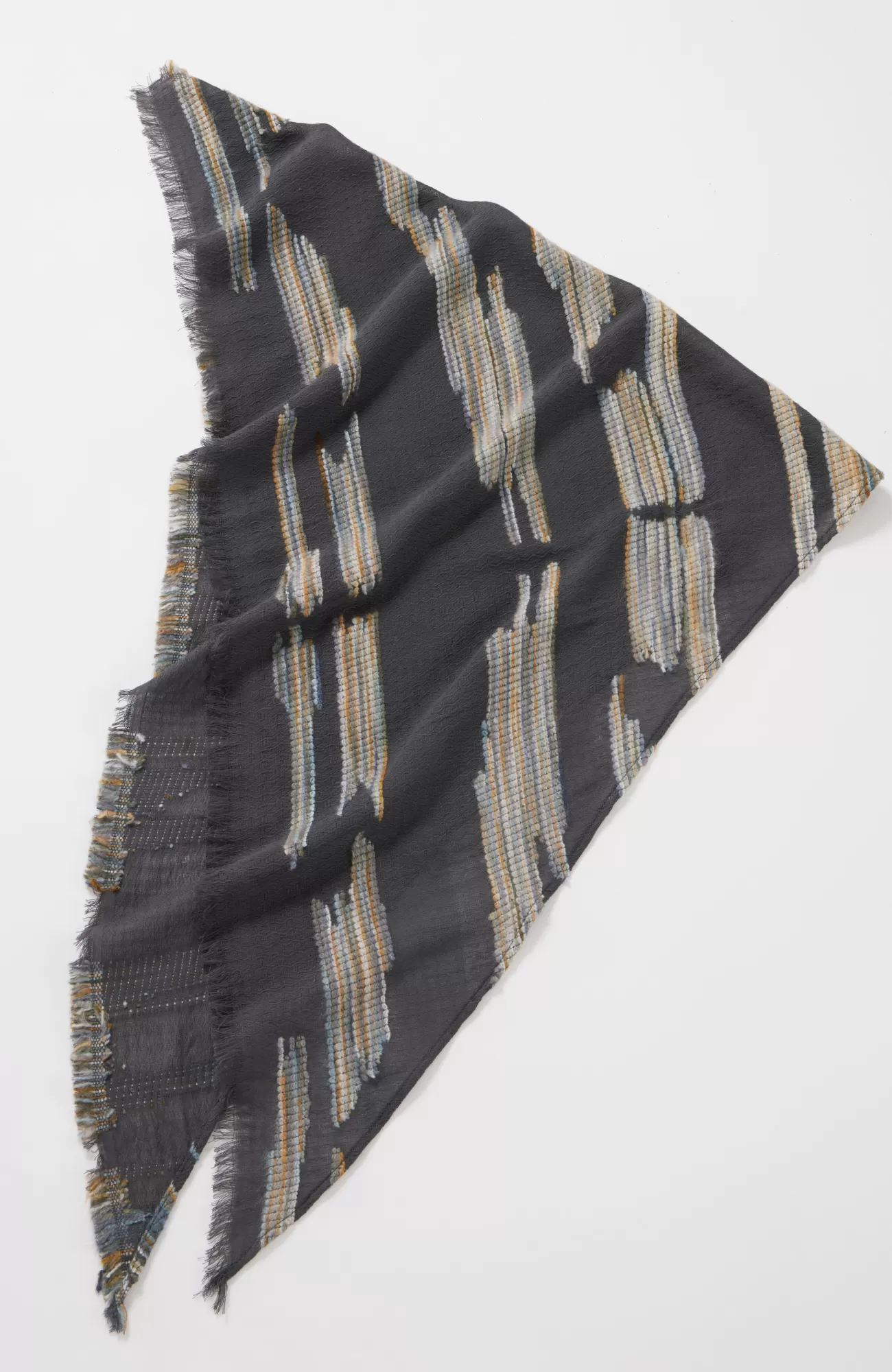 J.Jill Space-Dyed Textured Triangle Scarf Grey Onyx New