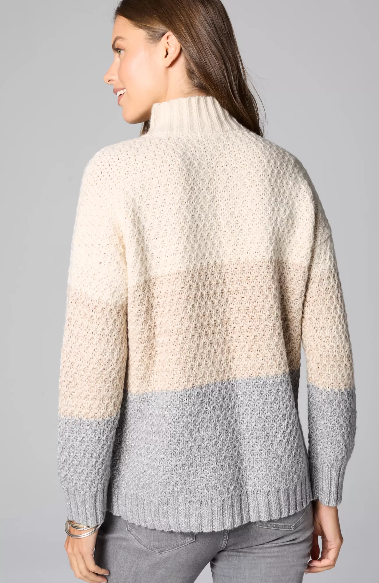 J.Jill Textured Color-Block Sweater Cream Multi Flash Sale