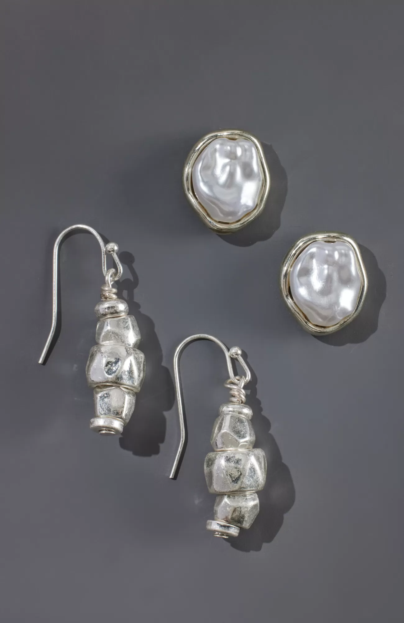 J.Jill Textured-Metal Earring Set Silvertone Fashion