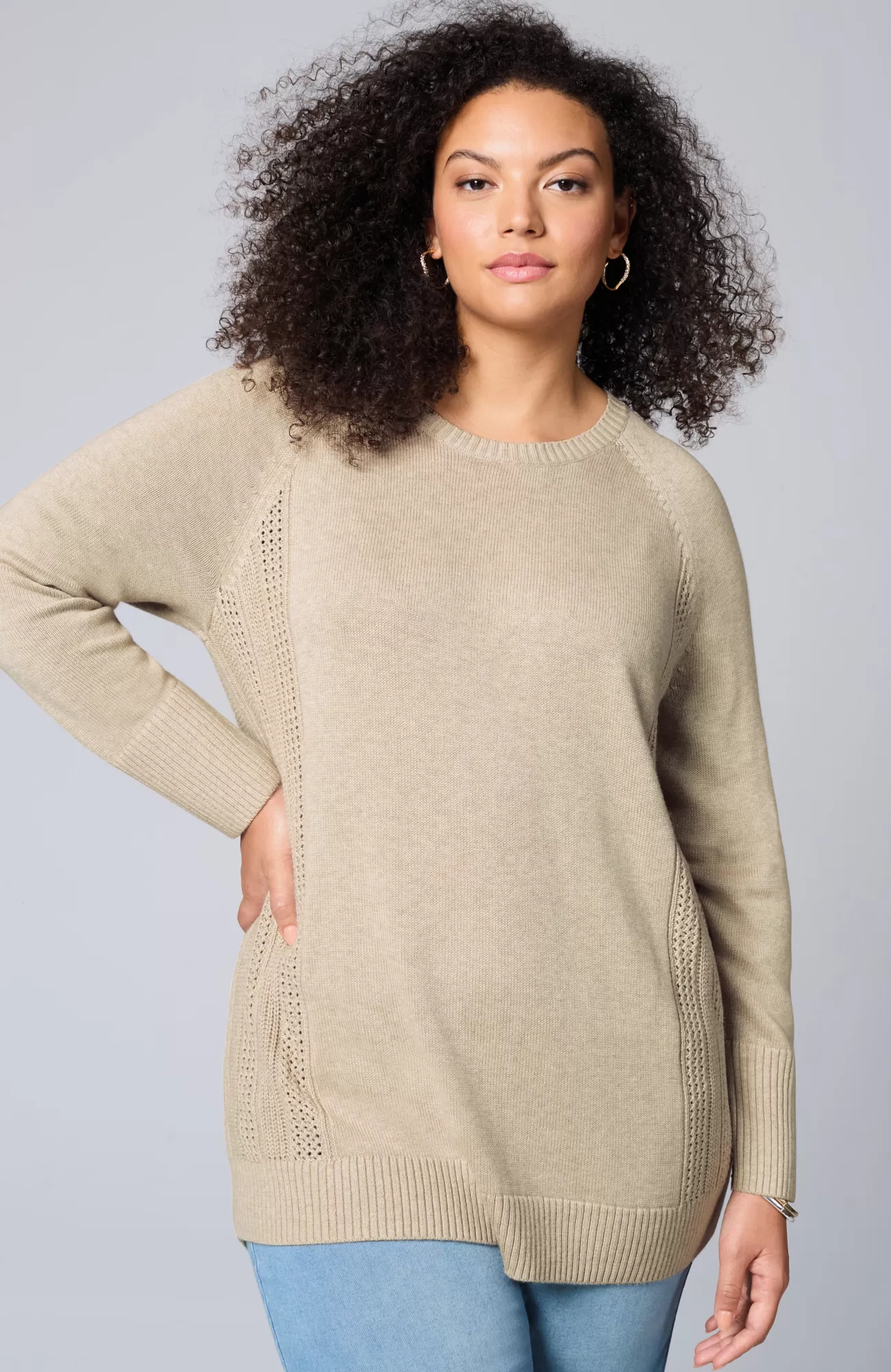 J.Jill Textured-Sides Crew-Neck Sweater Outlet