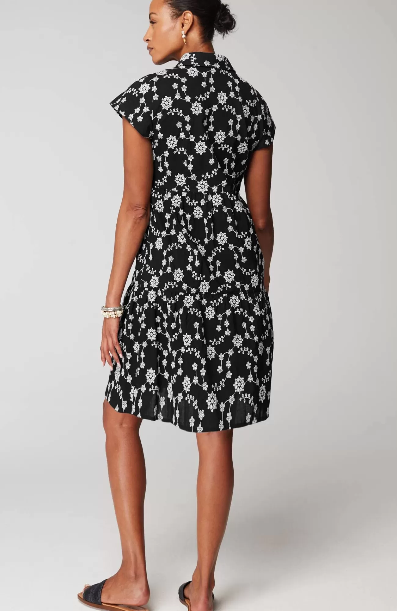 J.Jill Tiered Embroidery Shirtdress Black/white Shop