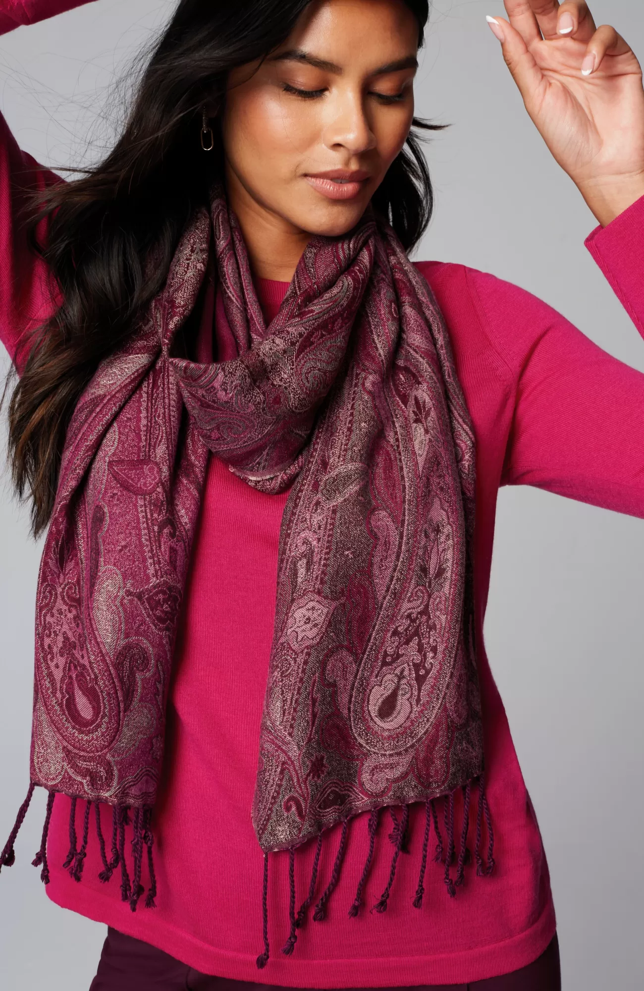 J.Jill Tonal Paisley Scarf Raspberry Multi Cheap