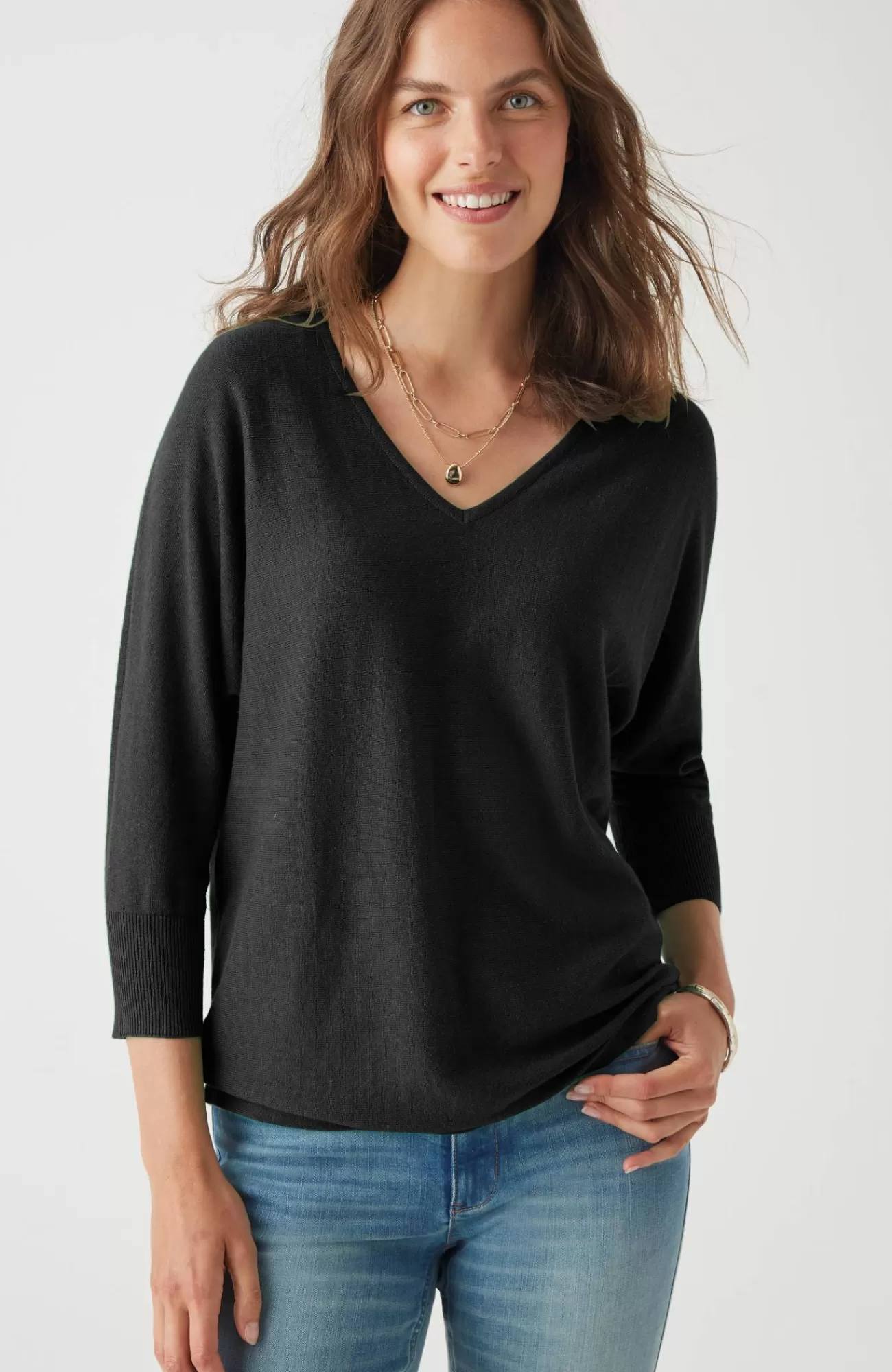 J.Jill V-Neck Dolman Pullover Sweater Hot