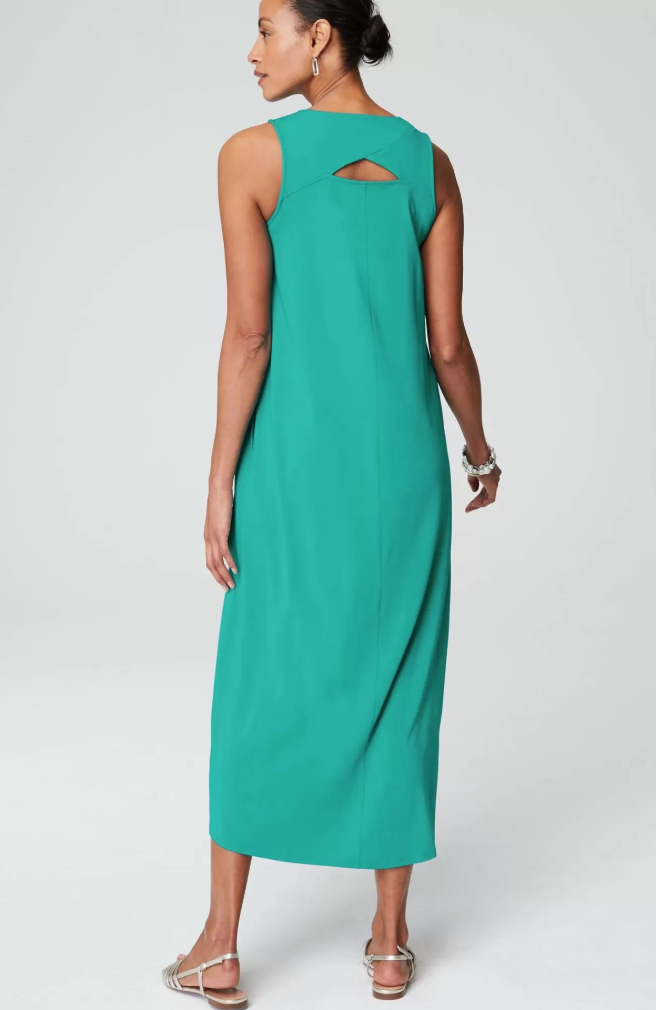 J.Jill Wearever A-line Elliptical-Hem Dress Teal Green Best