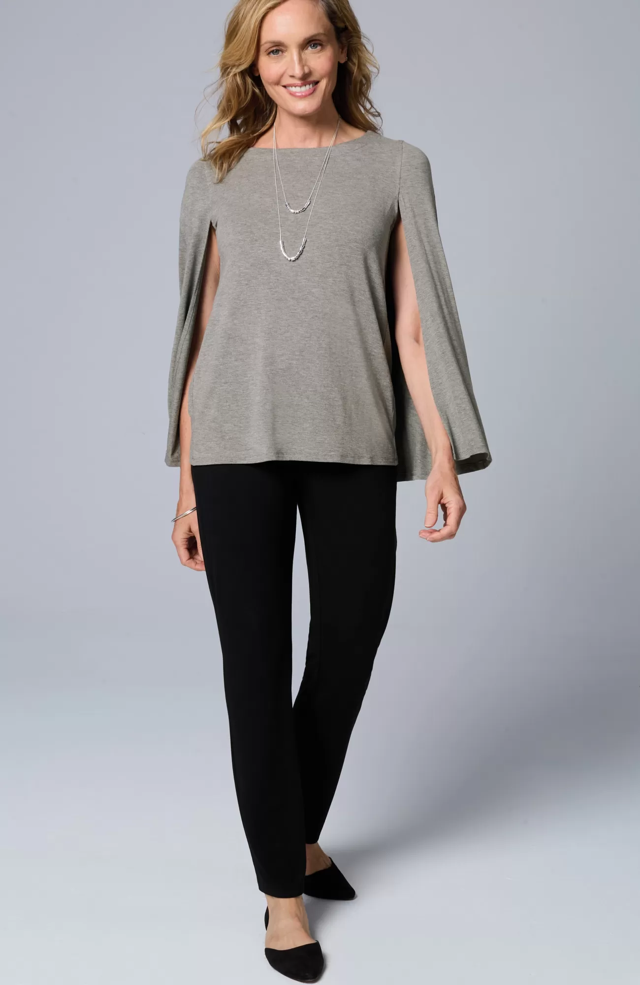 J.Jill Wearever Cape Top Dark Grey Heather Best