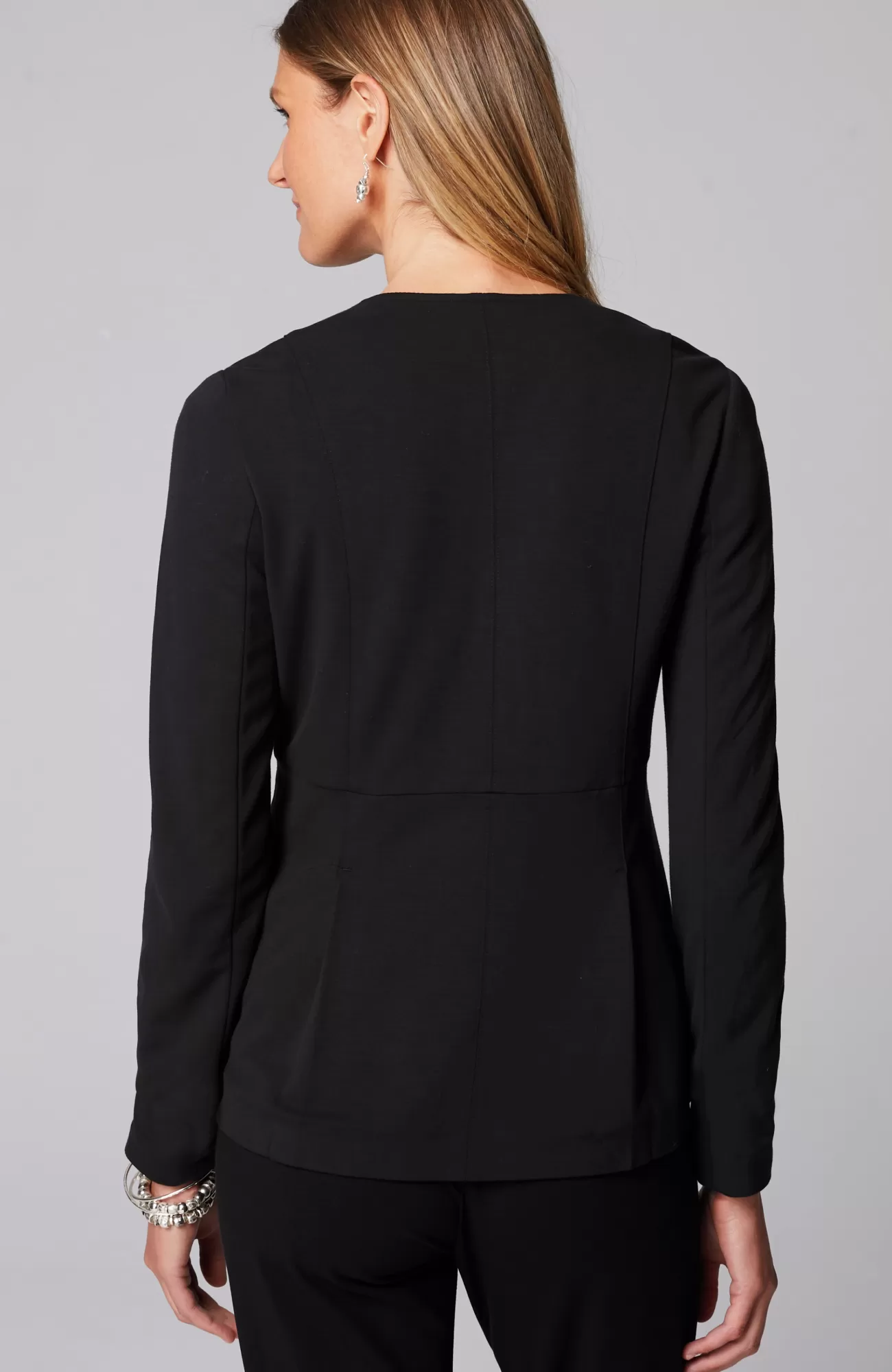 J.Jill Wearever Double-Face Jersey Zip Jacket Black Sale