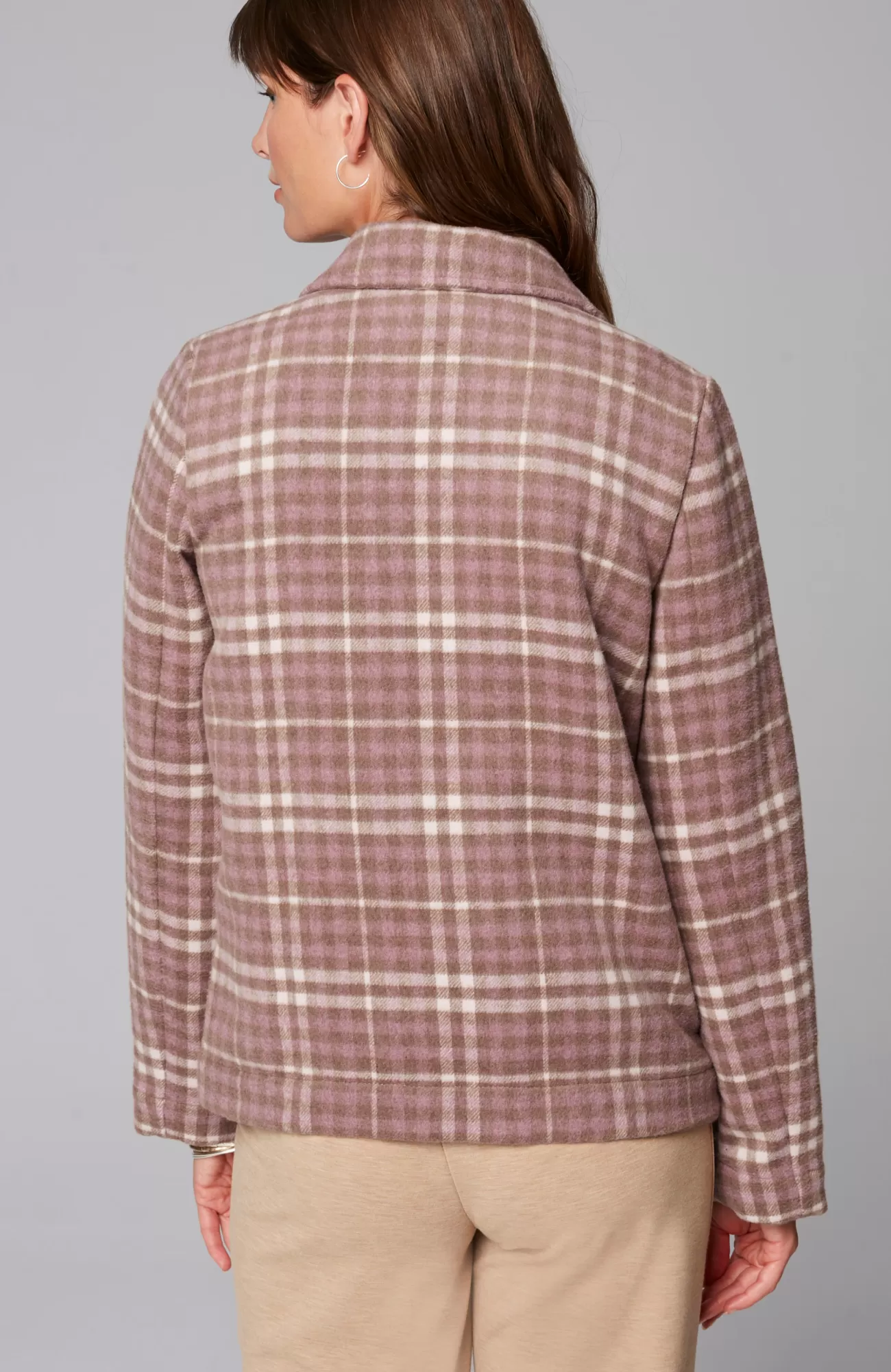 J.Jill Wearever Double-Face Plaid Jacket Plum Heather Multi Fashion