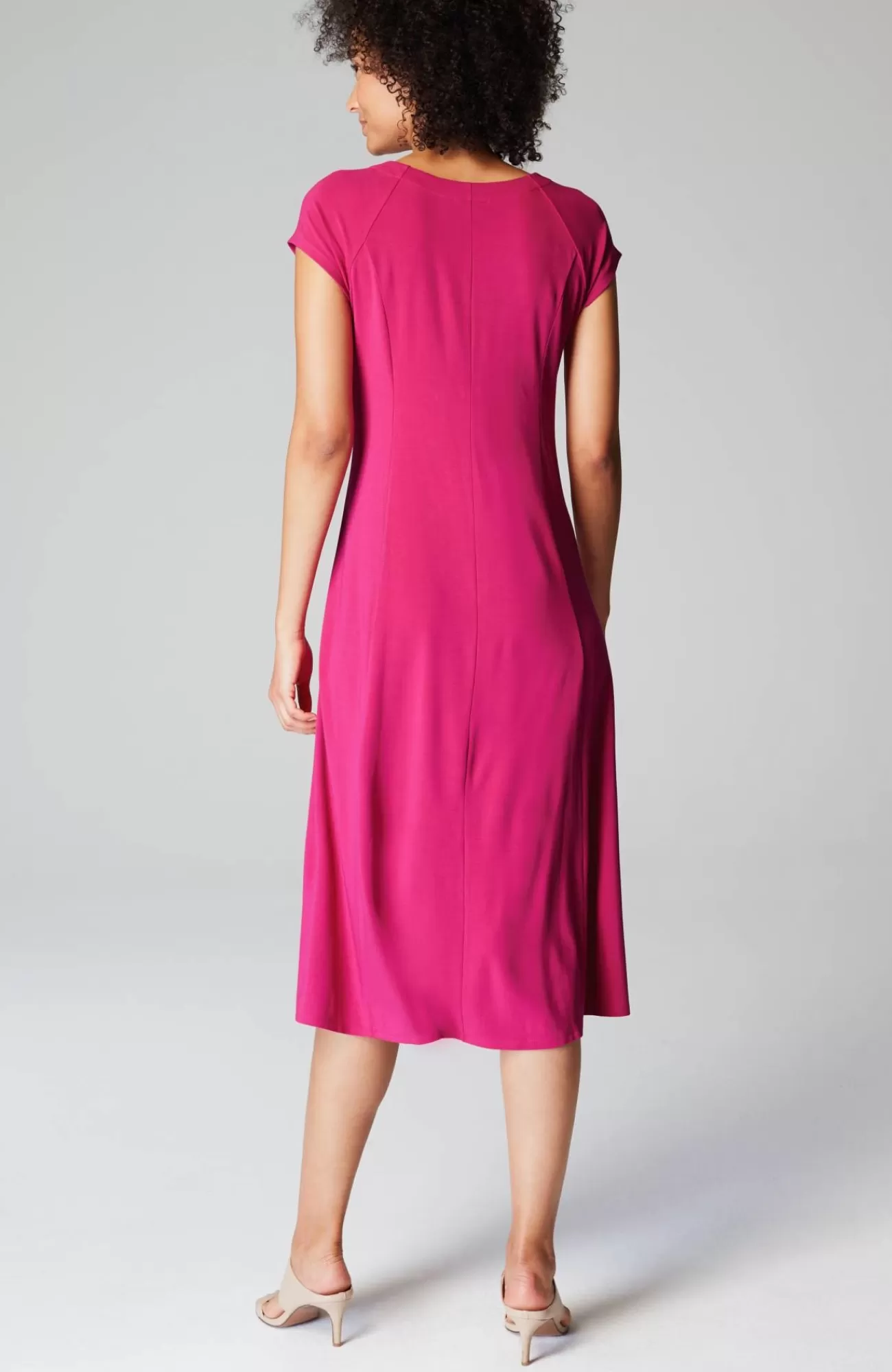 J.Jill Wearever Draped Cap-Sleeve Dress Raspberry Wine New