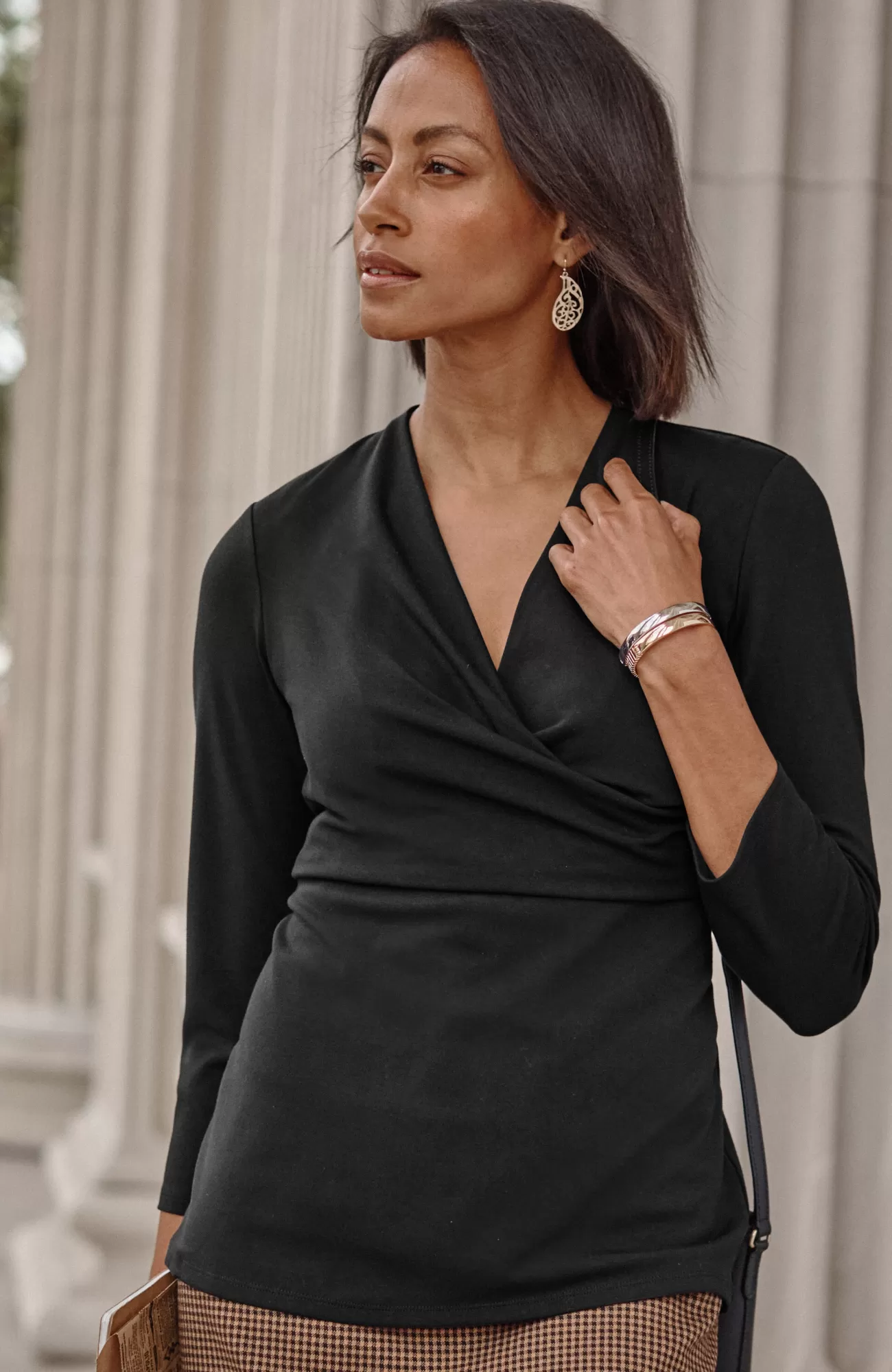 J.Jill Wearever Draped-Front Top Black Hot