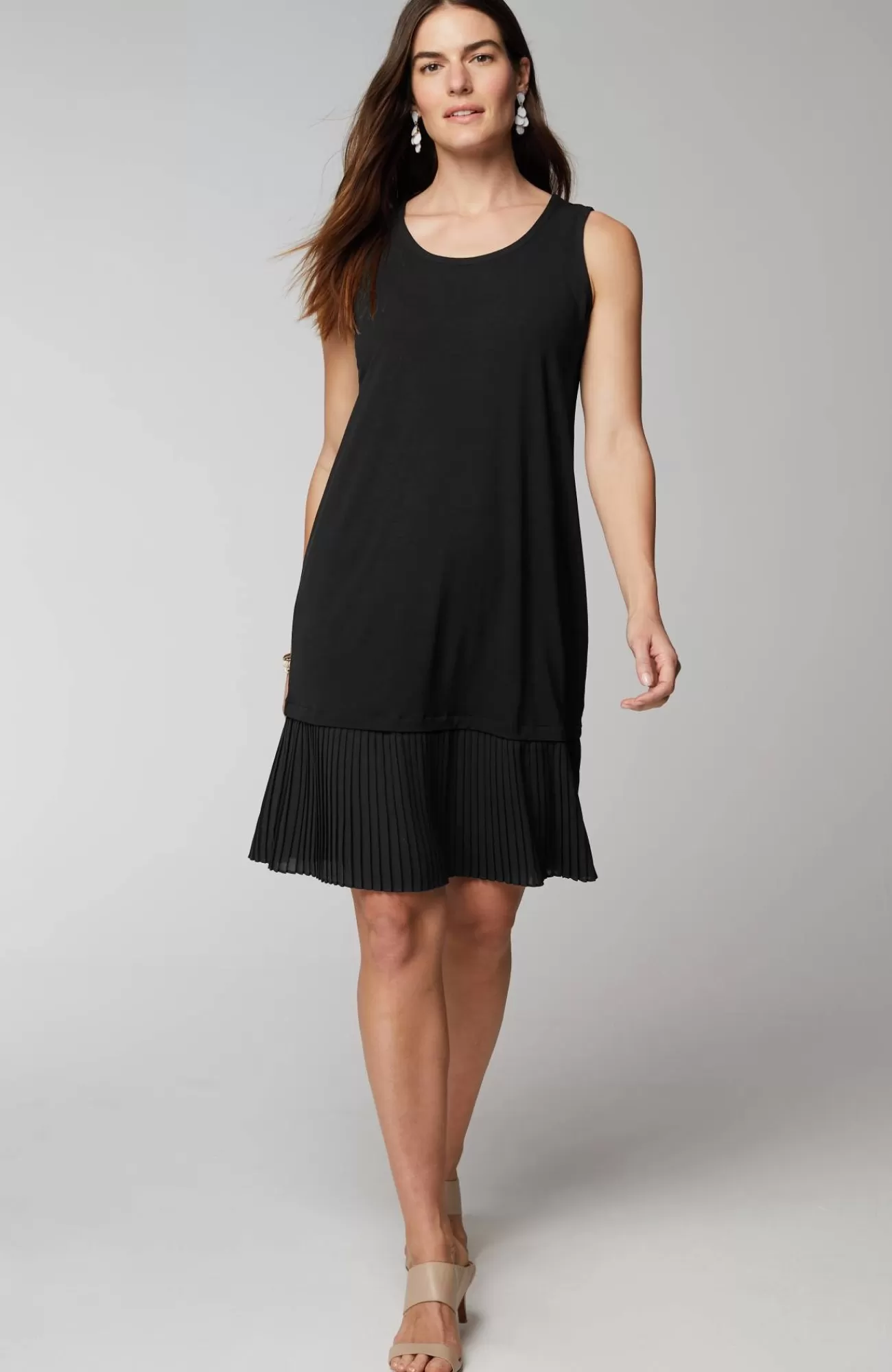 J.Jill Wearever Pleated-Hem Dress Black Clearance