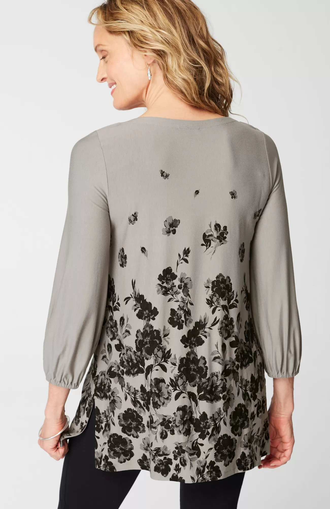 J.Jill Wearever Soft-Sleeve Tunic Pewter Placed Shadow Blooms Online