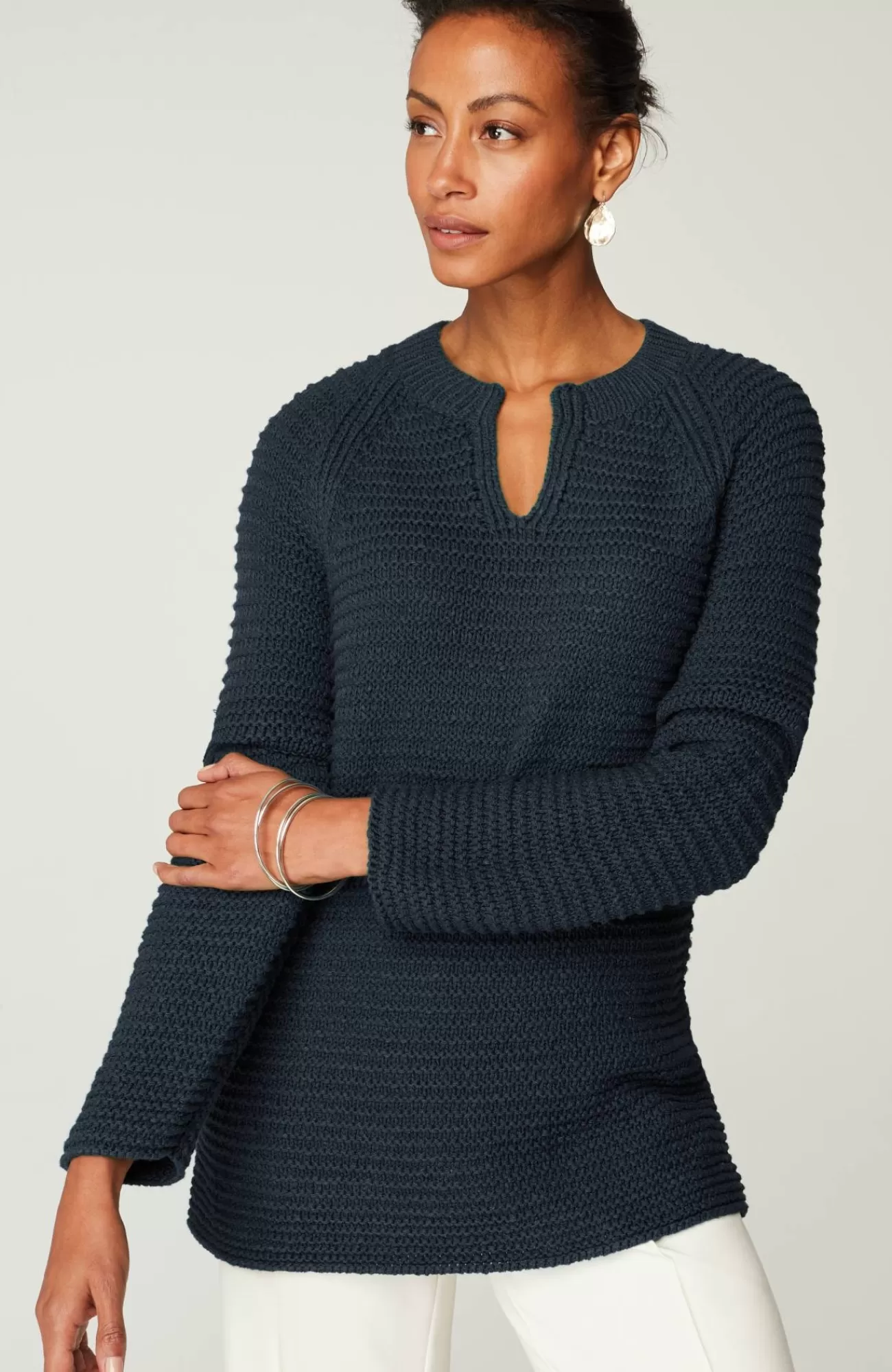 J.Jill Wearever Textured Split-Neck Sweater Cheap