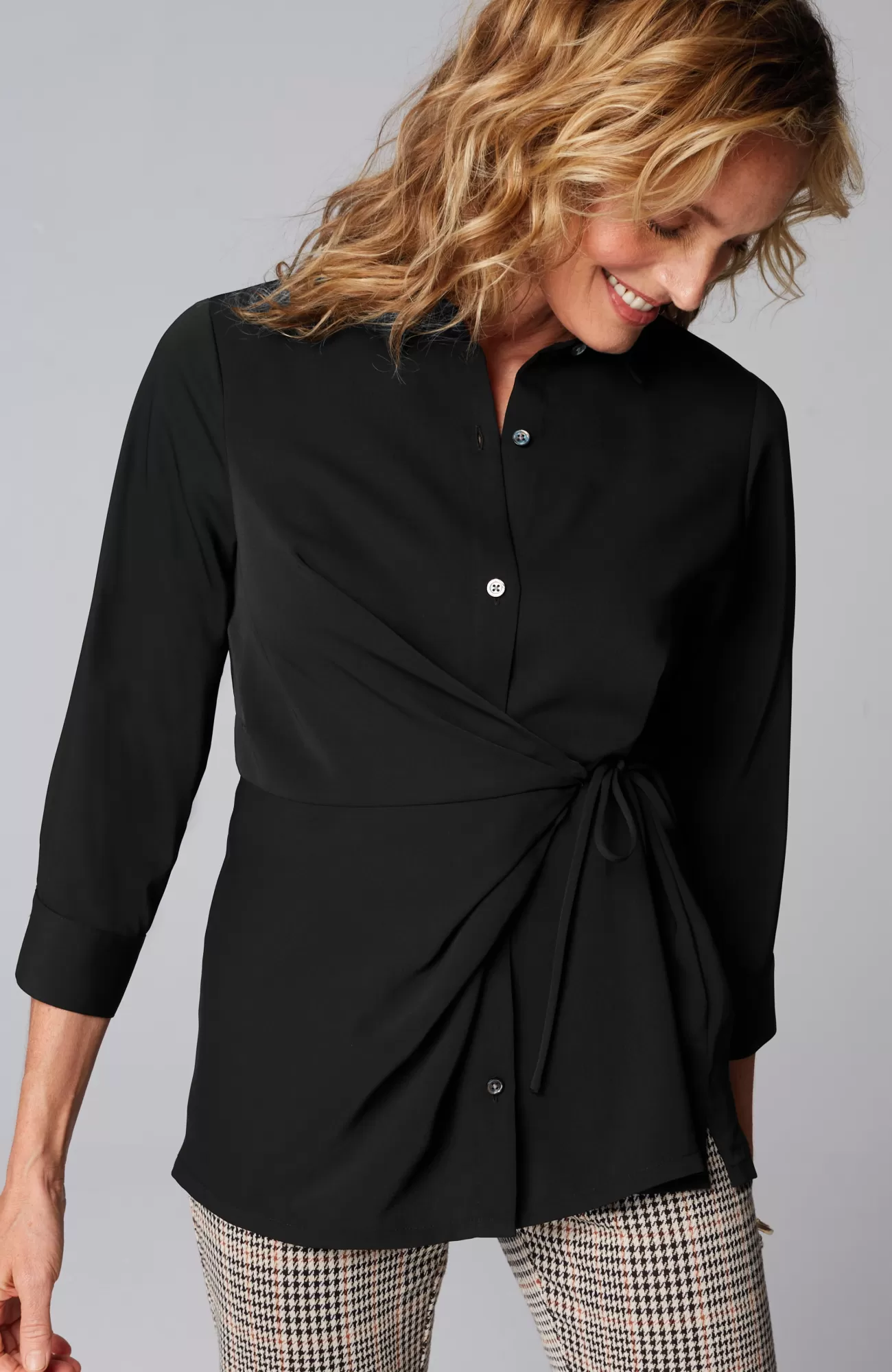 J.Jill Wearever Tie-Front Shirt Black Shop