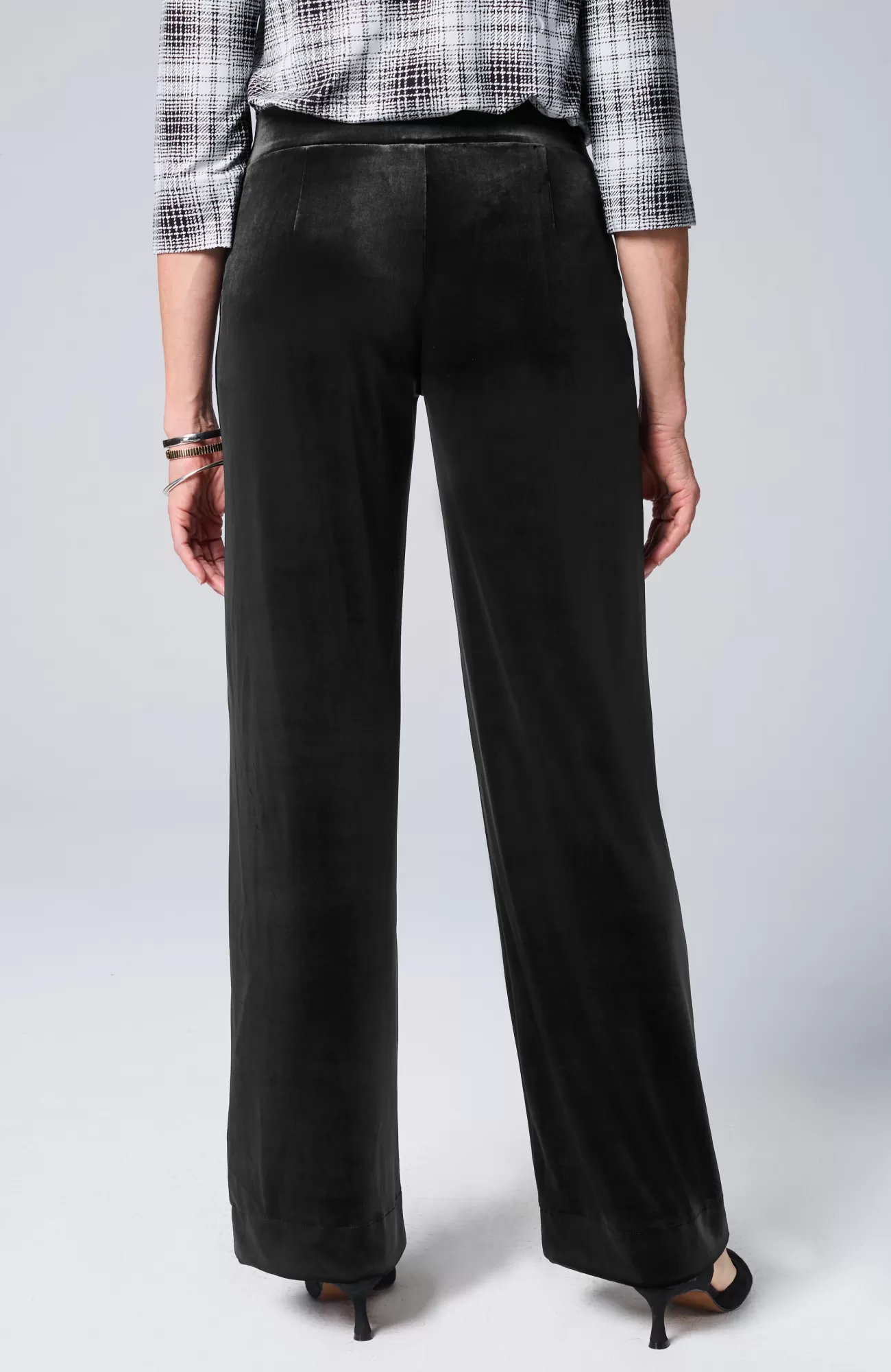 J.Jill Wearever Velvet-Knit Straight-Leg Trousers Black Flash Sale